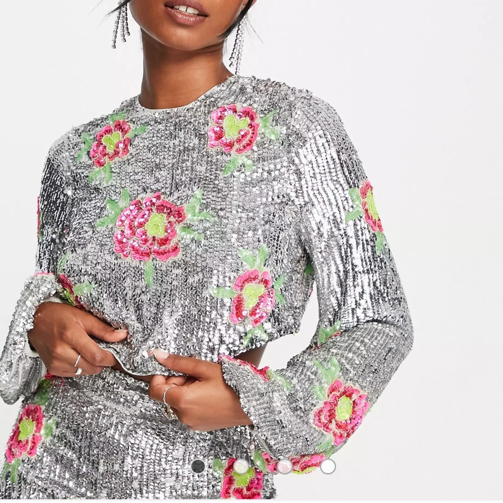 ASOS floral sequin crop top
